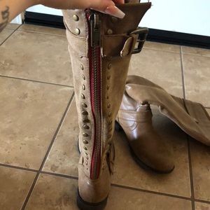 Madden girl brown boots red zipper